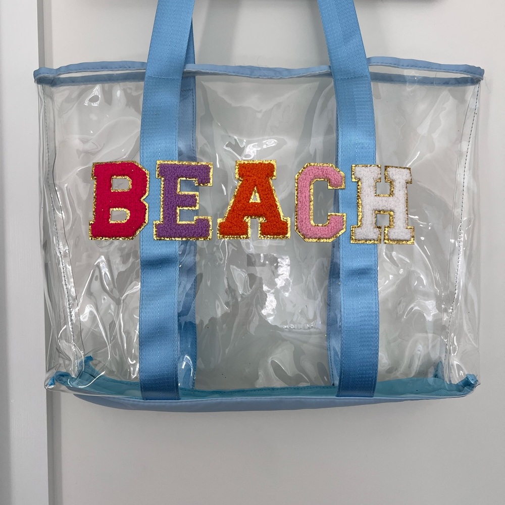 Beach Tote with bright CHENILLE lettering